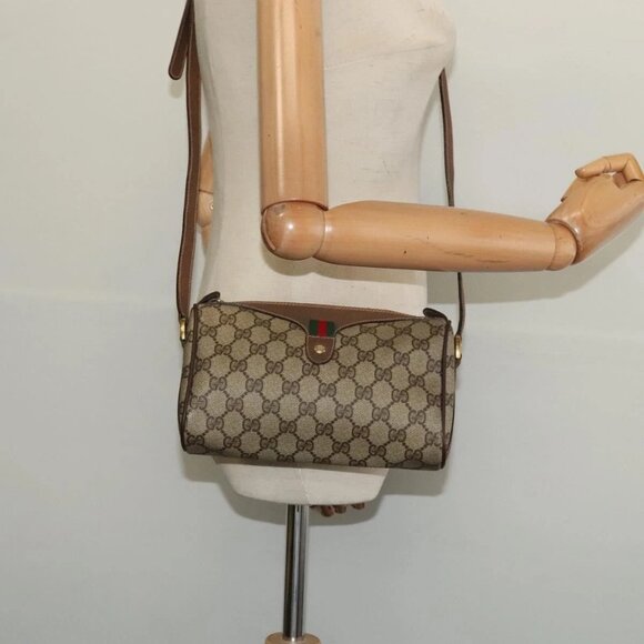 GUCCI GG Supreme Web Sherry Line Shoulder Bag PVC Beige 89 02 018 Auth BA4657 - Picture 3 of 16